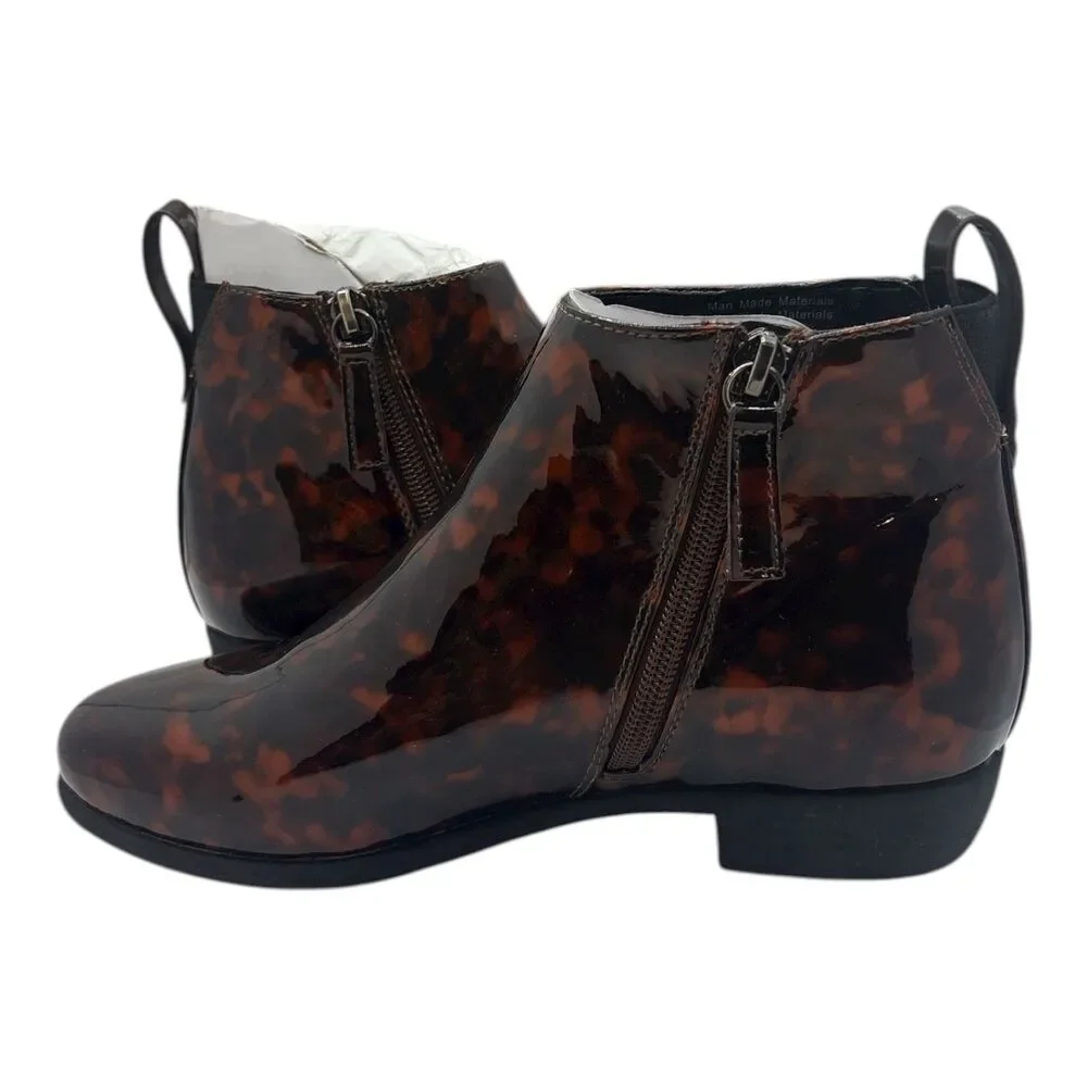 Aerosoles Tortoise Patent Ankle Boot Size 5M Brown Zip Chelsea Fall Chic Boot - Picture 8 of 8